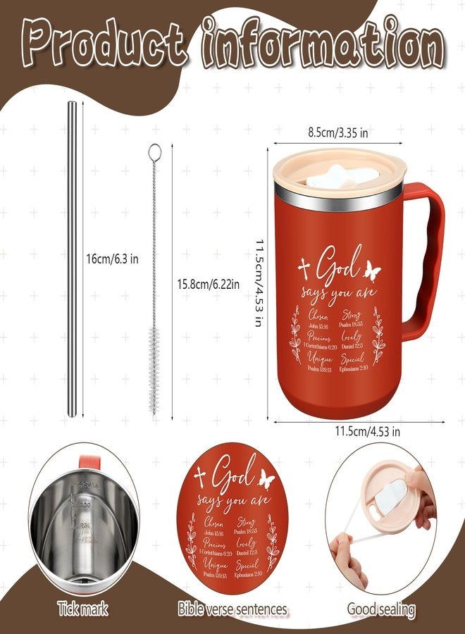 Nitial 6 Pcs 17 oz Christian Coffee Mugs with Lid and Straw Religious Bible Verse Christian Gifts Insulated Inspirational Bible Affirmations Tumbler for Friend Men Women Favor (Multicolor) - Image 2